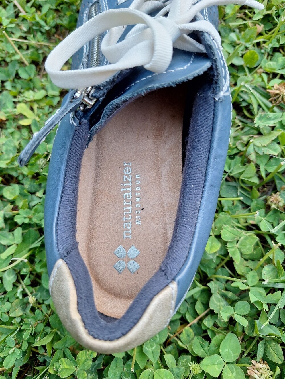 Earth Origins Blue Leather Lace-Up Sneakers with Side Zip - Picture 8 of 12
